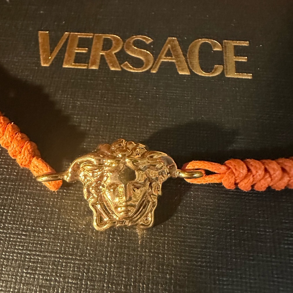 NWT Versace Orange and Gold Medusa Bracelet